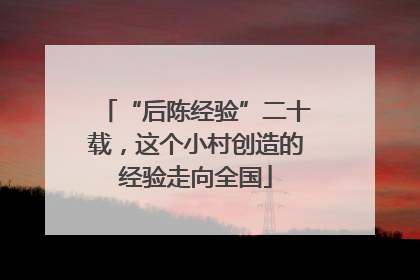 “后陈经验”二十载，这个小村创造的经验走向全国