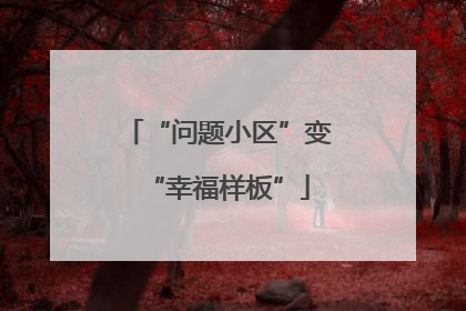 “问题小区”变“幸福样板”