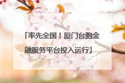 率先全国！厦门台胞金融服务平台投入运行