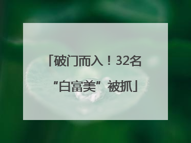 破门而入！32名“白富美”被抓