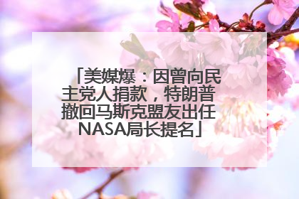 美媒爆：因曾向民主党人捐款，特朗普撤回马斯克盟友出任NASA局长提名