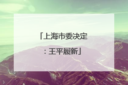 上海市委决定：王平履新
