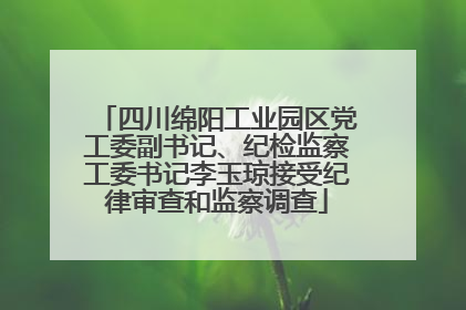 四川绵阳工业园区党工委副书记、纪检监察工委书记李玉琼接受纪律审查和监察调查
