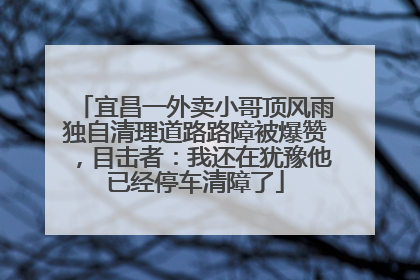 宜昌一外卖小哥顶风雨独自清理道路路障被爆赞，目击者：我还在犹豫他已经停车清障了
