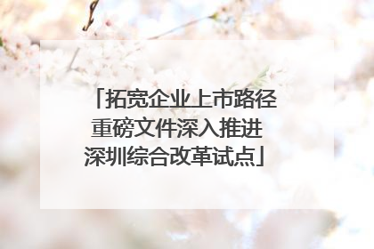 拓宽企业上市路径 重磅文件深入推进深圳综合改革试点