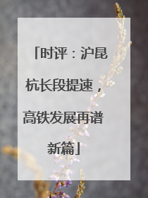 时评：沪昆杭长段提速，高铁发展再谱新篇