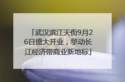 武汉滨江天街9月26日盛大开业，擎动长江经济带商业新地标