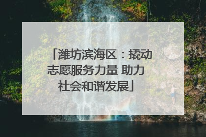 潍坊滨海区：撬动志愿服务力量 助力社会和谐发展