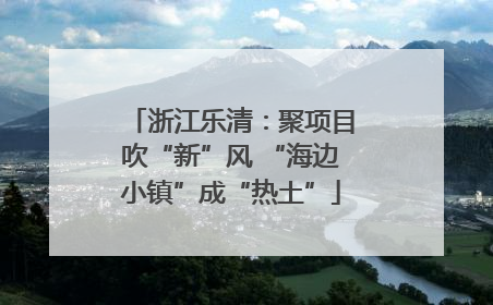 浙江乐清：聚项目吹“新”风 “海边小镇”成“热土”