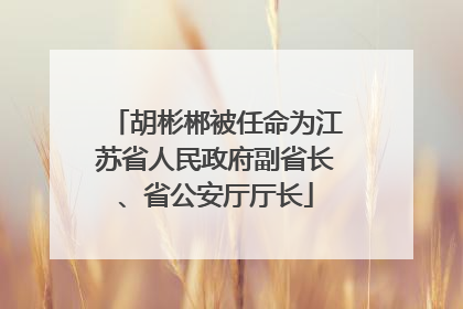 胡彬郴被任命为江苏省人民政府副省长、省公安厅厅长