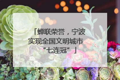 蝉联荣誉，宁波实现全国文明城市“七连冠”