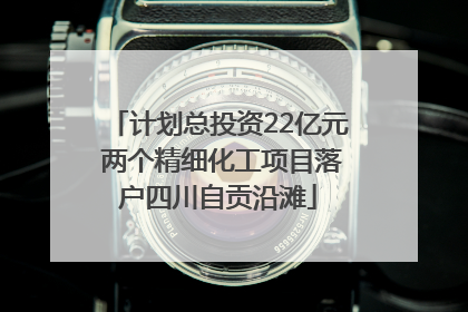 计划总投资22亿元 两个精细化工项目落户四川自贡沿滩
